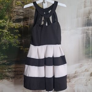 Crystal Doll Womens 3 classic black white halter fancy formal party dress